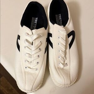 Tretorn White and Black Canvas Sneakers
